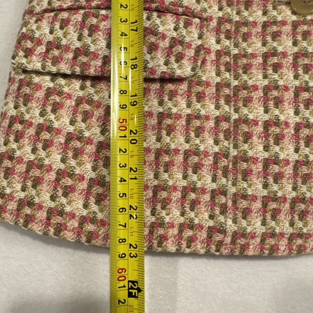 Talbot Women Tweed Wool Blazer Coat Italian Fabric Pink Plaid Sz 8 Petites USA - Picture 10 of 14